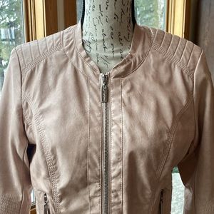 Dusty Pink Faux Leather Jacket - small